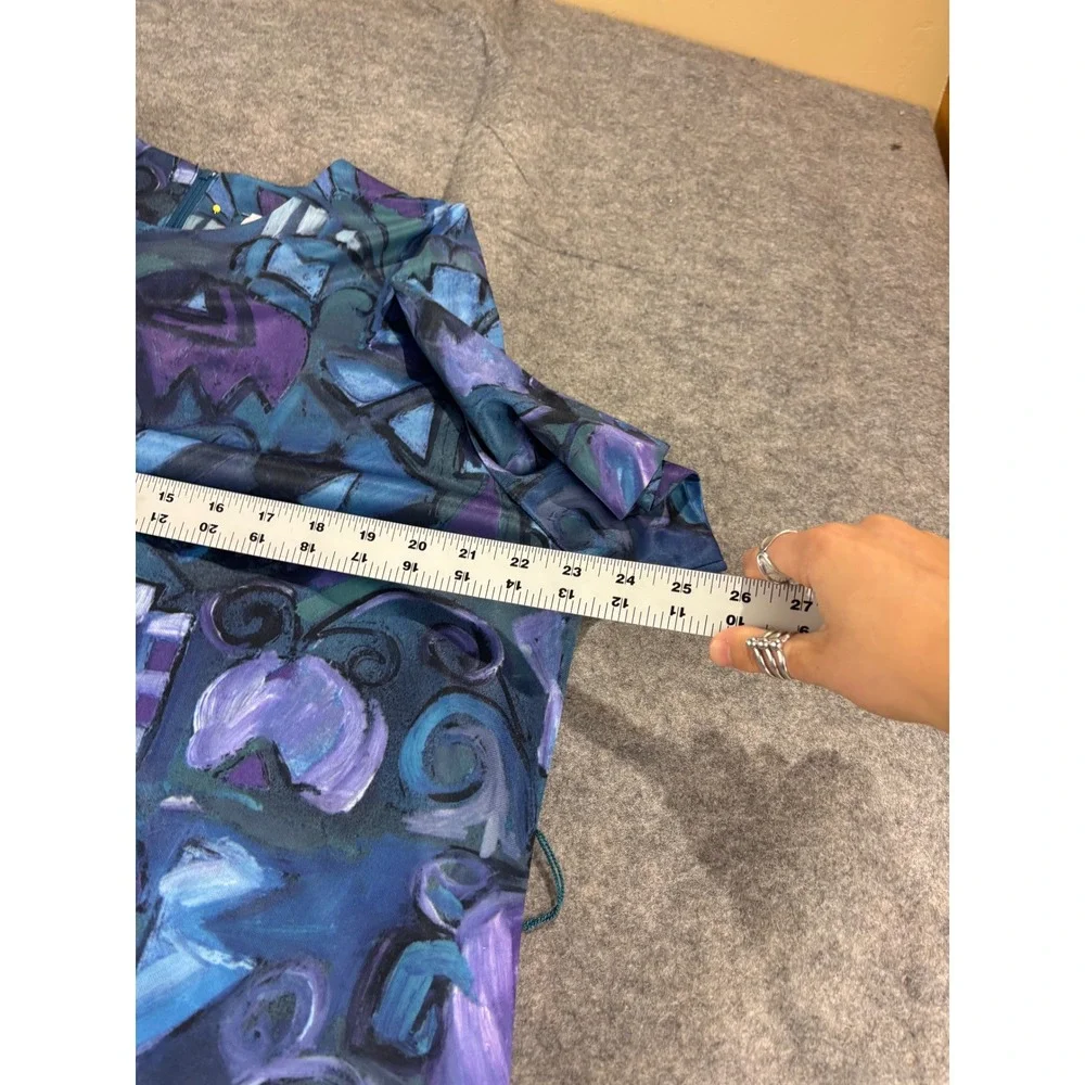 Nancy II VTG Abstract Floral Maxi Dress Purple Blue Women Plus 18WP Retro Artsy